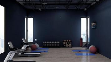 3d render - Modern minimalist of gym interior design concept mockup photo