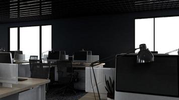 diseño interior moderno del lugar de trabajo de la oficina en 3d render foto