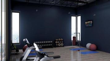 3d render - Modern minimalist of gym interior design concept mockup photo