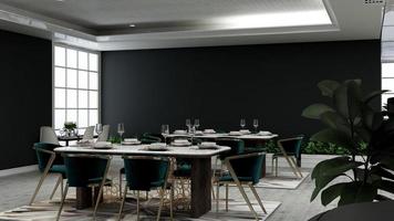Elegant restaurant with modern interior design in 3d render - dinner place ideas photo