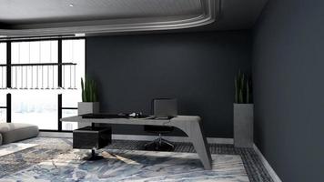 3D Render modern office design - manager room interior design wall mockup photo