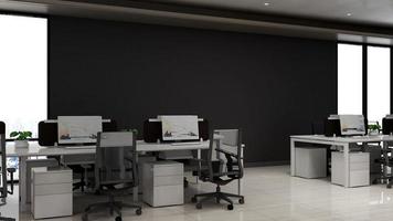 diseño interior moderno del lugar de trabajo de la oficina en 3d render foto