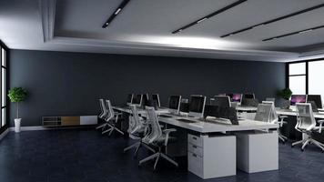 diseño interior moderno del lugar de trabajo de la oficina en 3d render foto