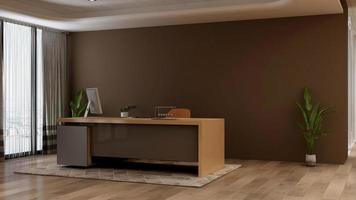diseño interior moderno del lugar de trabajo personal de la oficina en 3d render foto