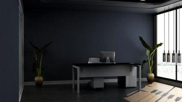 diseño interior moderno del lugar de trabajo personal de la oficina en 3d render foto