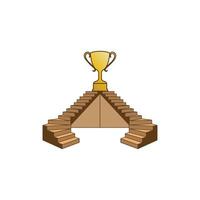 stairs to trophy modern logo icon vector illustration design