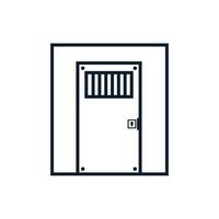 Ilustración de diseño de icono de vector de logotipo de puerta de línea de prisión de celda de cárcel