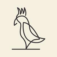 línea continua pájaro cacatúas logotipo símbolo icono vector gráfico diseño ilustración idea creativa