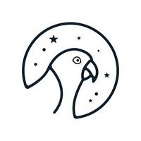 línea de cabeza de loro de pájaro con diseño de logotipo de estrella vector