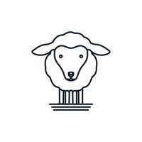 cute sheep or goat line logo design vector