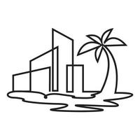 line coconut trees with building logo design vector graphic symbol icon sign illustration creative idea