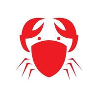 cangrejo rojo con forma de escudo diseño de logotipo símbolo gráfico vectorial icono signo ilustración idea creativa vector