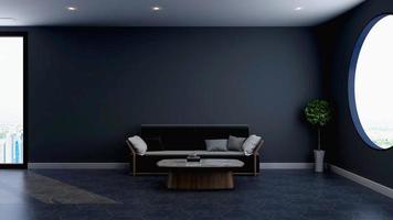 3d render lounge wall mockup design with modern minimalist interior design concept photo