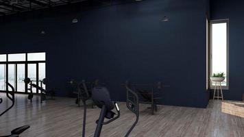 3d render - Modern minimalist of gym interior design concept mockup photo