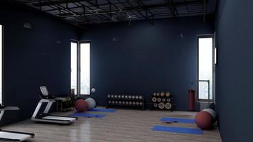 3d render - Modern minimalist of gym interior design concept mockup photo