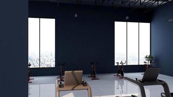 3d render - Modern minimalist of gym interior design concept mockup photo