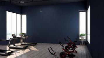 3d render - Modern minimalist of gym interior design concept mockup photo