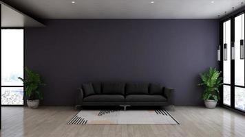 3d render guest lounge wall mockup design with modern minimalist interior design concept photo