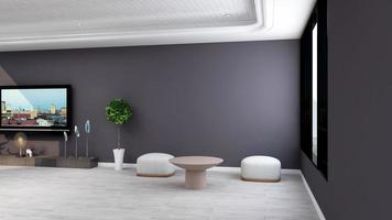 3D Render illustration of cozy relaxation room with modern minimalist concept photo