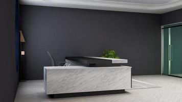 Exclusive modern office reception room in 3d rendering mockup photo