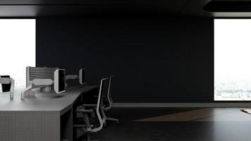 diseño interior moderno del lugar de trabajo de la oficina en 3d render foto