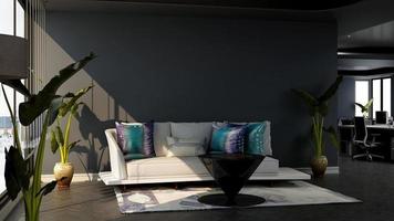 3D Render illustration of cozy relaxation room with modern minimalist concept photo