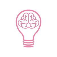 bulb lamp idea with brain line logo symbol icon vector graphic design