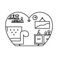 line love with interior set furniture logo symbol icon vector graphic design illustration idea creative