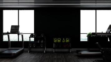 3d render - Modern minimalist of gym interior design concept mockup photo