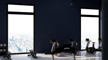 3d render - Modern minimalist of gym interior design concept mockup photo