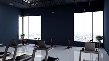 3d render - Modern minimalist of gym interior design concept mockup photo