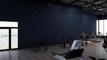 3d render - Modern minimalist of gym interior design concept mockup photo