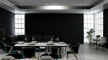 Elegant restaurant with modern interior design in 3d render - dinner place ideas photo