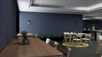 Modern cafe in 3d render of interior design mockup - Cafe ideas photo