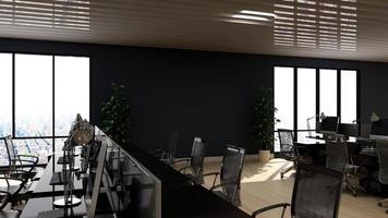 diseño interior moderno del lugar de trabajo de la oficina en 3d render foto