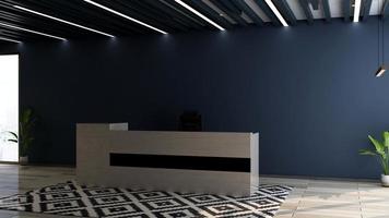 exclusiva sala de recepción de oficina moderna en maqueta de renderizado 3d foto