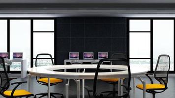 Modern office workplace interior design in 3d render photo