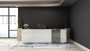 Exclusive modern reception room in 3d rendering mockup photo