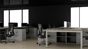 diseño interior moderno del lugar de trabajo de la oficina en 3d render foto