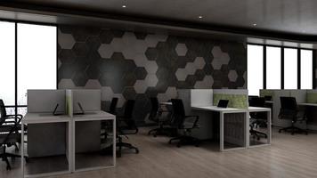 diseño interior moderno del lugar de trabajo de la oficina en 3d render foto