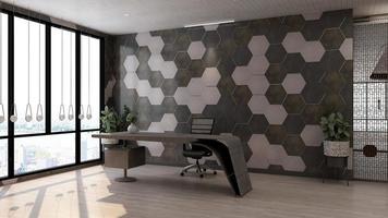 3D Render modern office design - manager room interior design wall mockup photo