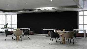 Modern cafe in 3d render of interior design mockup - Cafe ideas photo