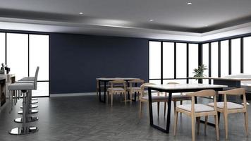café moderno con concepto de bar en 3d renderizado - maqueta de diseño de interiores de ideas de café foto