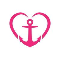 anchor with love or heart logo vector icon illustration