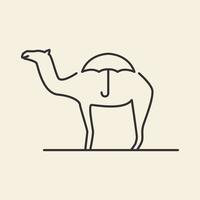 paraguas con camello vintage logotipo símbolo icono vector gráfico diseño ilustración idea creativa