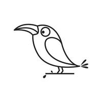 cute cartoon little bird line logo design vector graphic symbol icon sign illustration creative idea