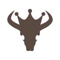 cráneo de vaca con diseño de logotipo de corona símbolo gráfico vectorial icono signo ilustración idea creativa vector