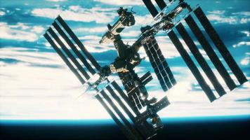 International Space Station over the earth Elements furnished by NASA