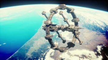massive spaceship take position over Earth Elements furnished by NASA photo