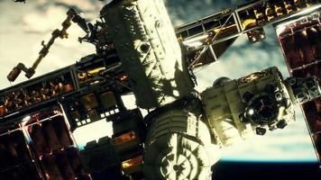 International space station on orbit of Earth planet Elements furnished by NASA photo